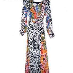 Multicolor Animal Floral Print Maxi Dress